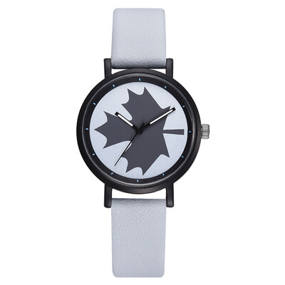 

Fashion casual ladies watch PU with maple leaf print fashion watch