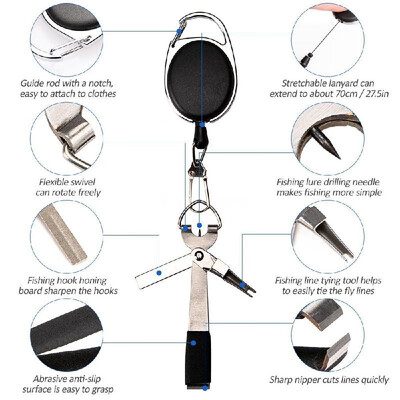 

Portable Fishing Line Nipper Knot Tying Tool Fly Line Cutter Clipper Fishing Hook Grindstone Board Fishing Accessory