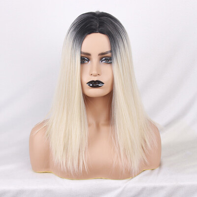 

〖Follure〗Fashion Synthetic Wig Gold Black Long Straight Full Wigs Party Hair Wigs