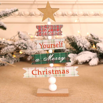 

Siaonvr Wooden Mini Christmas Tree Desktop Ornaments Merry Christmas Party Decor