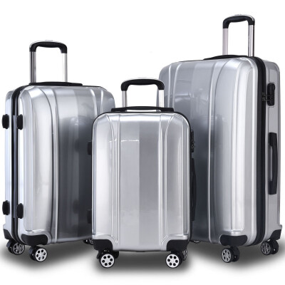 

GLOBALWAY 3 pcs 20" 24" 28" ABSPC Luggage Travel Set-Silver