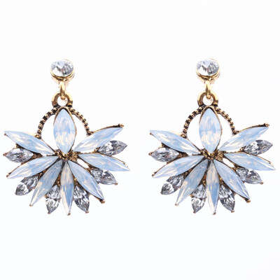 

EK2148 European Big Brand Luxury Crystal Flower Gem Drop Earrings For Women Vintage Love Wedding Earring Statement Brincos Gift