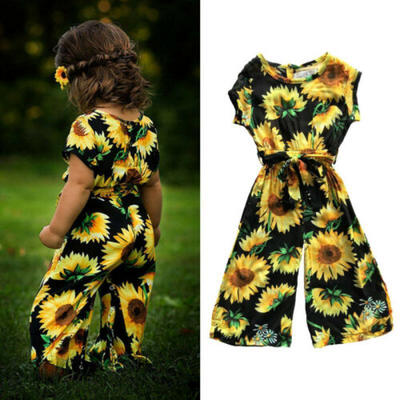 

Toddler Kids Baby Girls Sunflower Romper Jumpsuit Short Sleeve Outfits Clothes