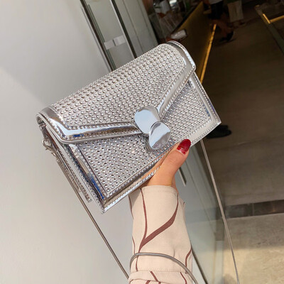 

Womens bag Korean version of the tide fashion diamond chain small square bag slung simple foreign shoulder bag Messenge