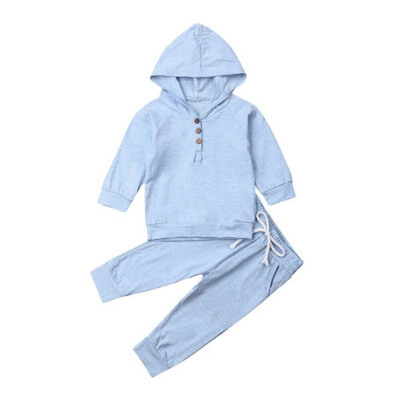 

2Pcs Newborn Kids Baby Girl Boy Hooded Tops Pants Autumn Outfits Clothes Set