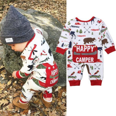 

US XMAS Newborn Baby Boy Girl Cotton Deer Romper Jumpsuit Pants Outfits Clothes