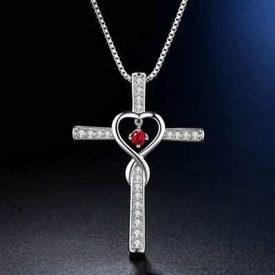 

Infinity Love God Cross CZ Pendant Necklace with Birthstone Birthday Gifts Jewelry for Women Girls