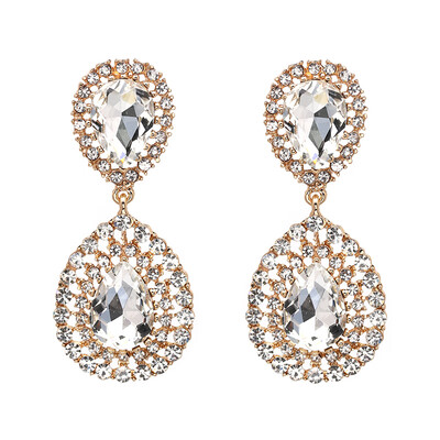 

JURAN 2019 New Arrival 5 Colors Fashion Luxury Jewelry Trendy Big Crystal Drop Earring For Women Wedding Dangle Earrings J50124