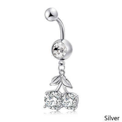

Womens Sexy Jewelry Cute Cherry White Zircon Dangling Button Ring