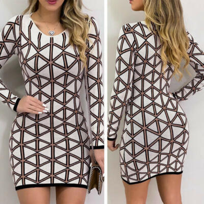 

Womens Long Sleeve Sweater Top Ladies Knitted Mini Jumpers Tunic Dress Size