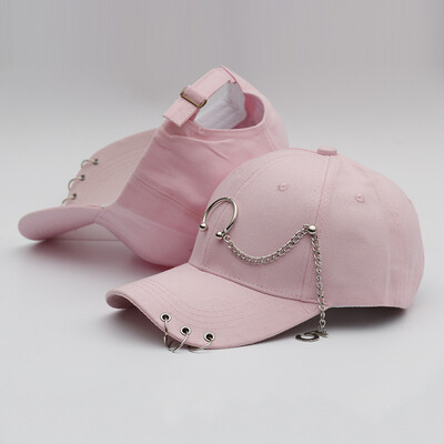 

New Cap Female Korean Chaopai Joker Student Stars with Spring&Summer Street Iron Ring Hip Hop Baseball Cap Male