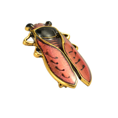 

Beautifully Cicada Moth Crystal Rhinestone Enamel Paint Golden Pin Brooch