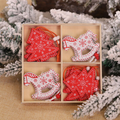 

Tailored 12PC Christmas Snowflakes Wooden Pendants Xmas Tree Ornaments Home Hanging Decor