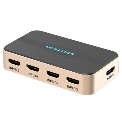 

Vention HD 4K 3D Switch Splitter 5 Input 1 Output HD Switcher 5 Port HD Adapter Converter Hub