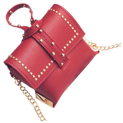 

PU leather female models simple rivet small square bag handbag shoulder diagonalBag 125 115 65cm