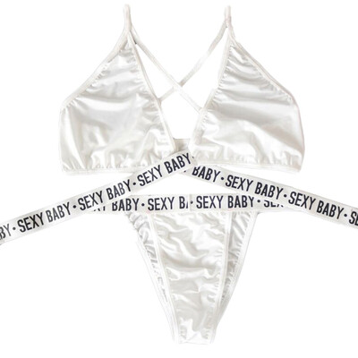 

Toponeto Fashion Women Letter Push Up Top Bra Underwear Set Sexy Lingerie Sleepwear Thong