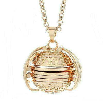 

Expanding 5 Photo Locket Necklace Magic Ball Angel Wing Pendant Memorial Gift