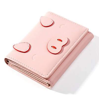 

Tailored Women Short Wallets Cute Pig Purses Small Fold Female Coin Purse Card Holder