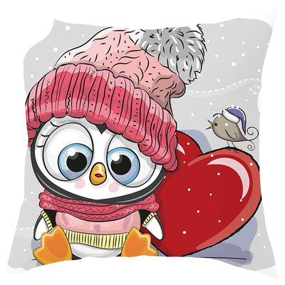 

Siaonvr Merry Christmas Cartoon Animals Pillowcase Sofa Pad Set Home Decoration 18x18 In