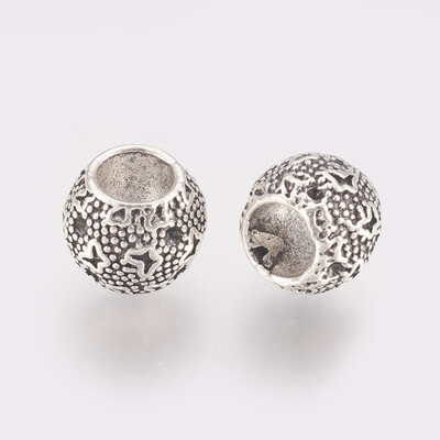 

Alloy European Beads Large Hole Beads Rondelle Antique Silver 9x8mm Hole 5mm