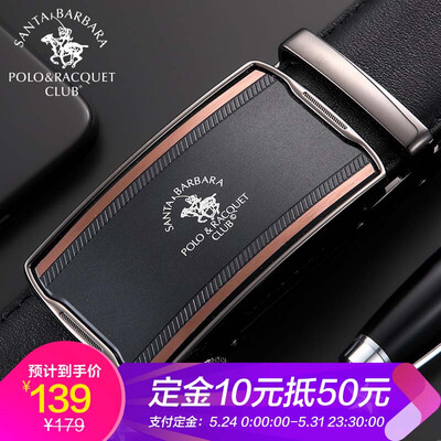 

St Pauls POLO & RACQUETCLUB belt mens first layer leather belt automatic buckle fashion business mens belt M90122-01 black