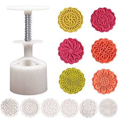 

〖Follure〗Mooncake Mold Mid-autumn Festival DIY Decor Hand Press Moon Cake Cutter Mold Set