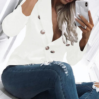 

New Arrival Autumn Fashion Women Suit Jacket Coat Long Sleeve Solid Color Button Up Cardigan Tops
