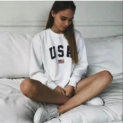 

Fashion Womens USA Long Sleeve Hoodie Sweatshirt Jumper Hooded Pullover Tops Blouse Coat