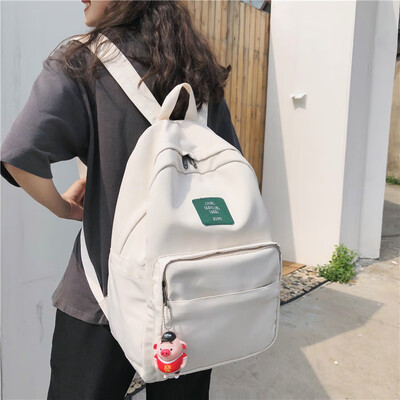 

Ifashion bag female Korean high school pure color ins wind ancient feeling backpack female travel leisure backpack female