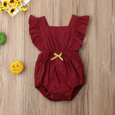 

SUNSIOM Newborn Baby Girl Ruffle Solid Color Romper Bodysuit Jumpsuit Outfits Sunsuit