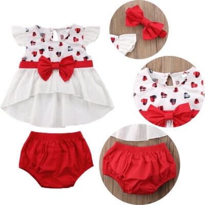 

Toddler Kids Baby Girls Outfits Bowknot Sleeveless Tops DressShorts 3PCS Set