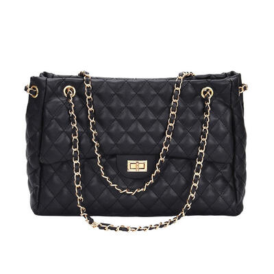 

Casual PU Leather Chain Large Shoulder Bag Women Lattice Messenger Handbags