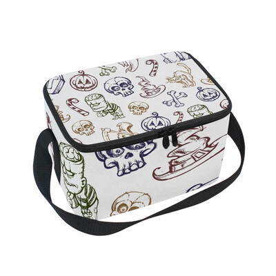 

ALAZA Lunch Box Skull And Bone Insulated Lunch Bag Large Cooler Tote Bagfor Men Women