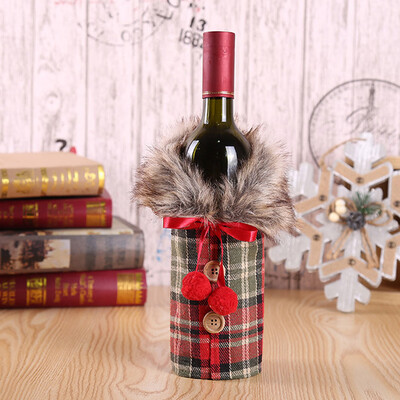 

Christmas Wine Bottle Cover Holiday Bow-Knot Decoration For Home Party Props