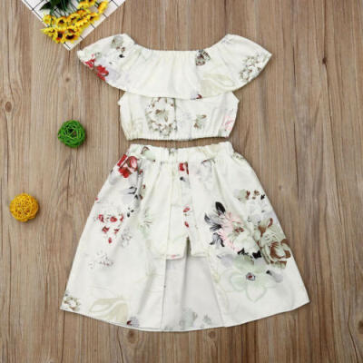 

2PCS Baby Kids Girls Summer Outfits Toddler Top Shirt Pants Shorts Clothes Set