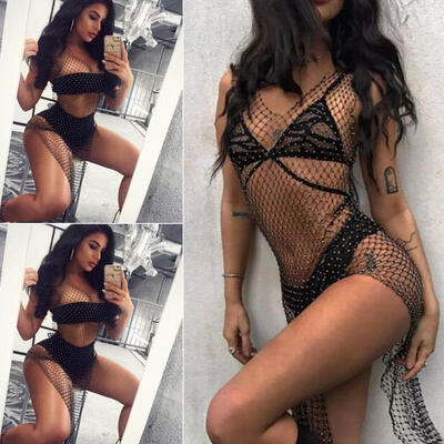 

Women Lace Crochet Summer Beach Bikini Cover Up Long Swimwear Dress Bathing Suit