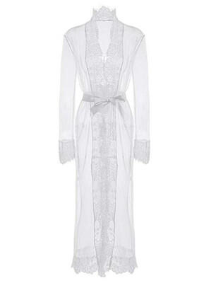 

Women Sheer Lace Bikini Cover-up Summer Cardigan Swimwear Beach Long Dress