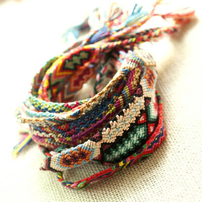 

Colorful Ethnic Style Bracelet Hand Woven Geneva Watch Chain Friendship Bracelet Color Random