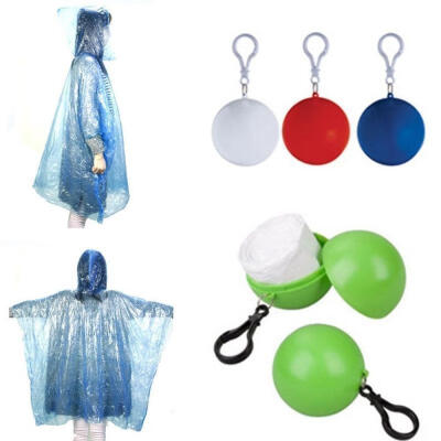 

Portable Raincoat Disposable Rain Jacket Poncho Rainwear W Keyring Ball