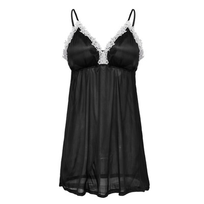 

Toponeto New Women V-Neck Lace Lingerie Silk Satin Sleepwear Nightdress Underwear Thong