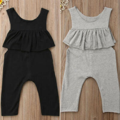 

UK Stock Newborn Baby Girl Ruffle Halter Romper Jumpsuit Sunsuit Outfits Clothes