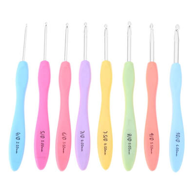 

8pcsset Soft Handle Colorful Aluminium Crochet Hooks Knitting Needles Kits