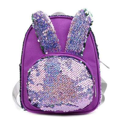 

Rabbit Ear Small Backpacks Women Nylon Sequins Shoulder Girls Knapsack