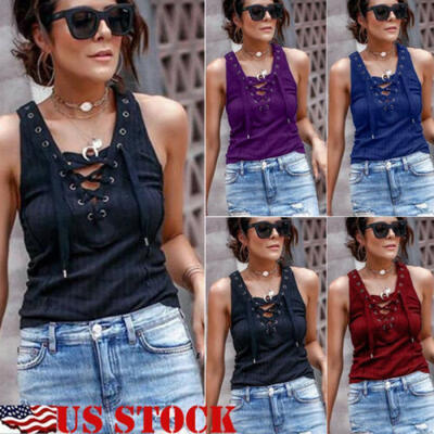 

Women Casual Solid Tank Tops Vest Blouse Sexy Sleeveless Crop Top Shirt Cami Top