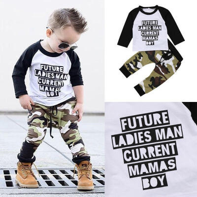 

Kid Baby Boy Camouflage Long Sleeve T Shirt Tops Pants Outfit Set Tracksuit 0-5T