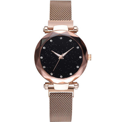 

2019 Hot Sale Women Watch New Fashion Starry Sky Clock Mesh Band Stainless Steel Quartz Wristwatch Lady Female Watches Reloj