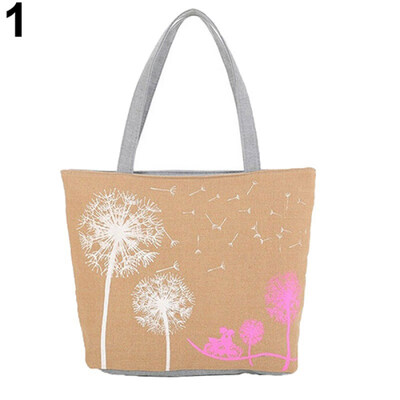 

Woman Canvas Dandelion Boho Tote Zipper Purse Fashion Shoulder Handbag Bag
