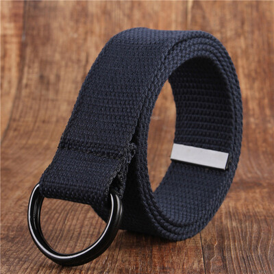 

Canvas belt fashion black Alloy double ring buckle Men belt casual simple Men&Women cowboy pants belt