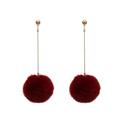 

Faux Fur Pom Ball Stud Earrings Retro Cute Disco 80s Pop Style Fashion