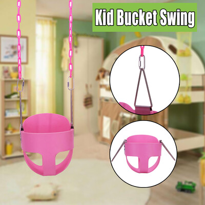 

Outdoor Heavy Duty Kid Full Bucket Swing Seat Set For Toddler Baby Safety Chains